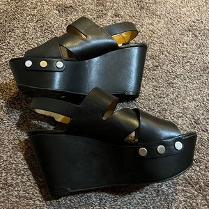 Marc Fisher Leather Black Platform Shoes